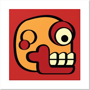 Creepy Skull Aztec Symbols Posters and Art